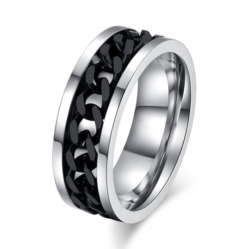 Rotatable Mens Stainless Steel Spinner Ring