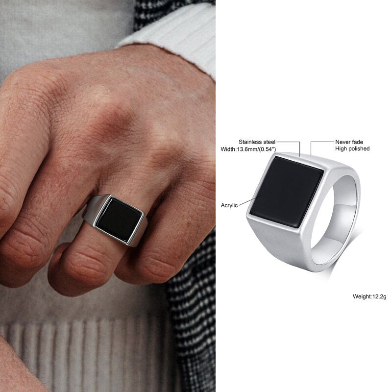 Men's Plain Sides Stinless Steel Signet Ring