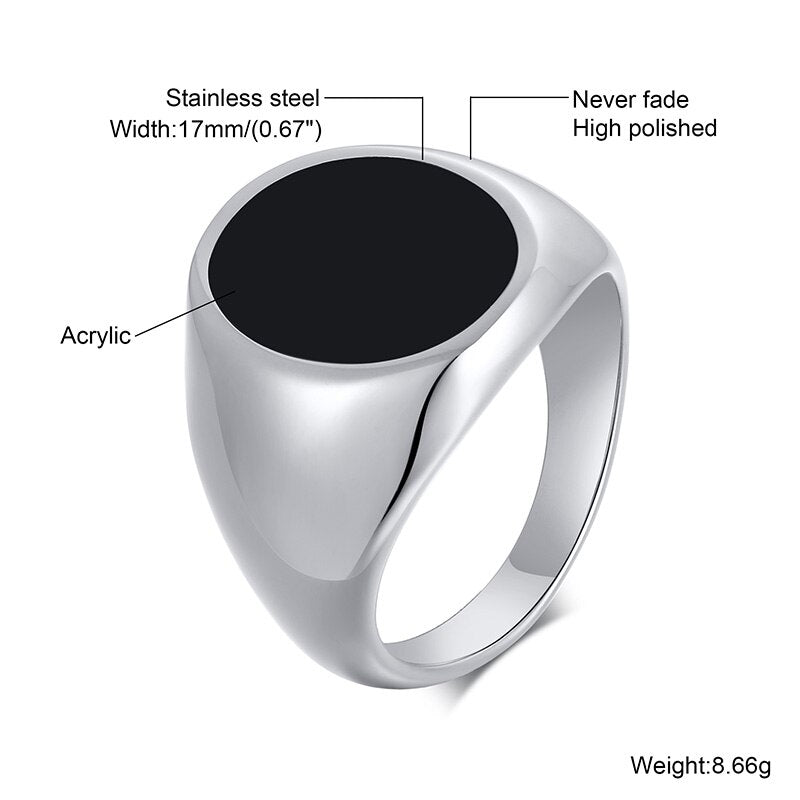 Men's Plain Sides Stinless Steel Signet Ring