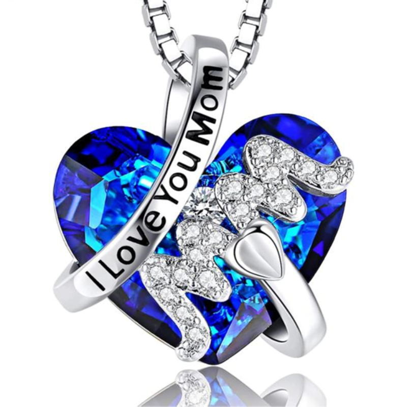 Mom Heart Crystal Necklace