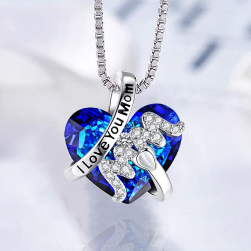 Mom Heart Crystal Necklace