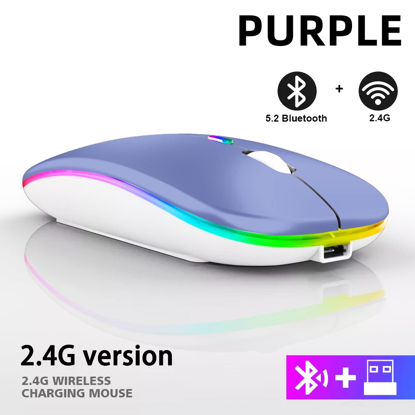 Rechargeable Bluetooth Wireless Mouse with 2.4GHz