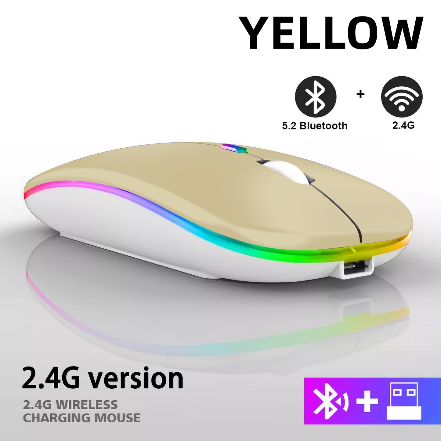 Rechargeable Bluetooth Wireless Mouse with 2.4GHz