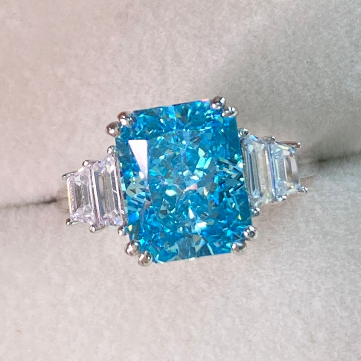 Moissanite Aquamarine Engagement Rings for Women