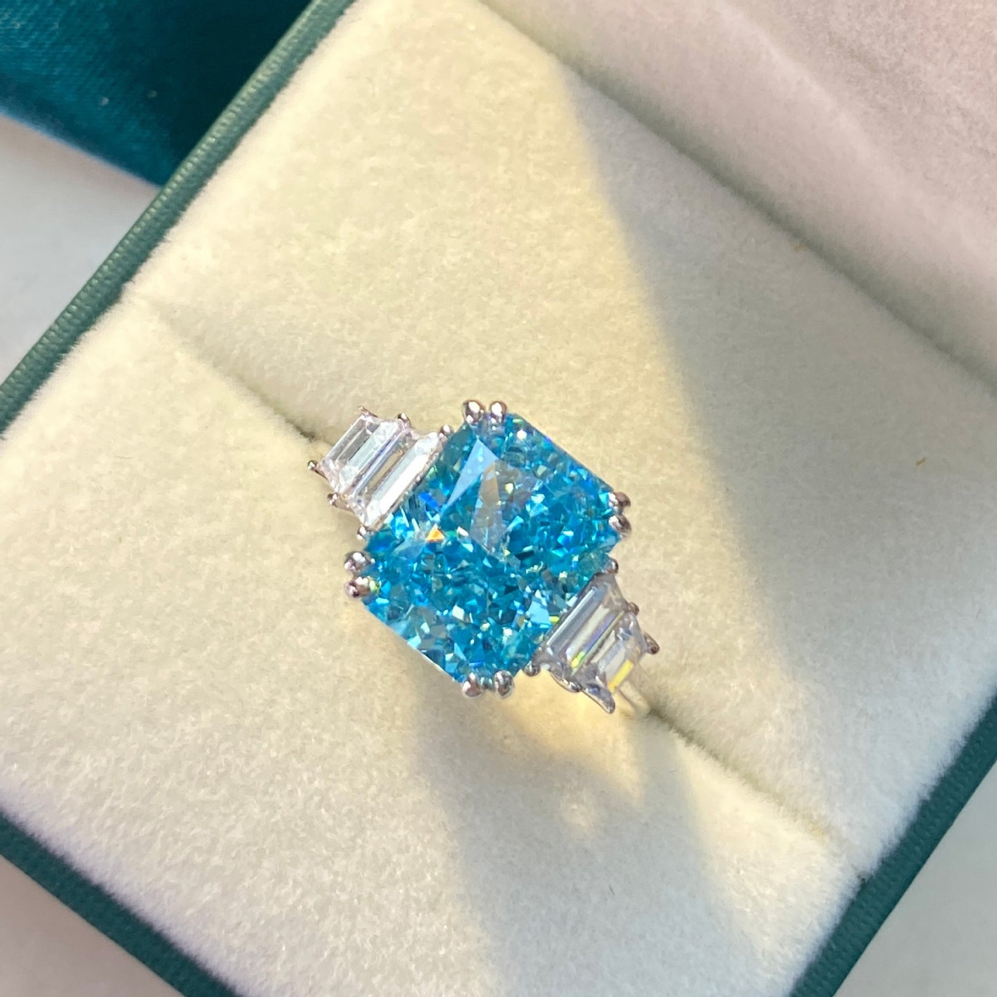 Moissanite Aquamarine Engagement Rings for Women