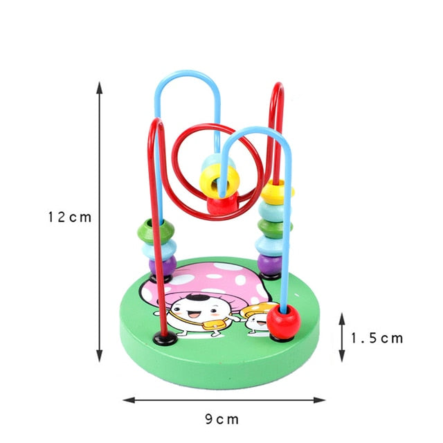 Baby Educational Wooden Mini Circles Bead Wire Maze Toy