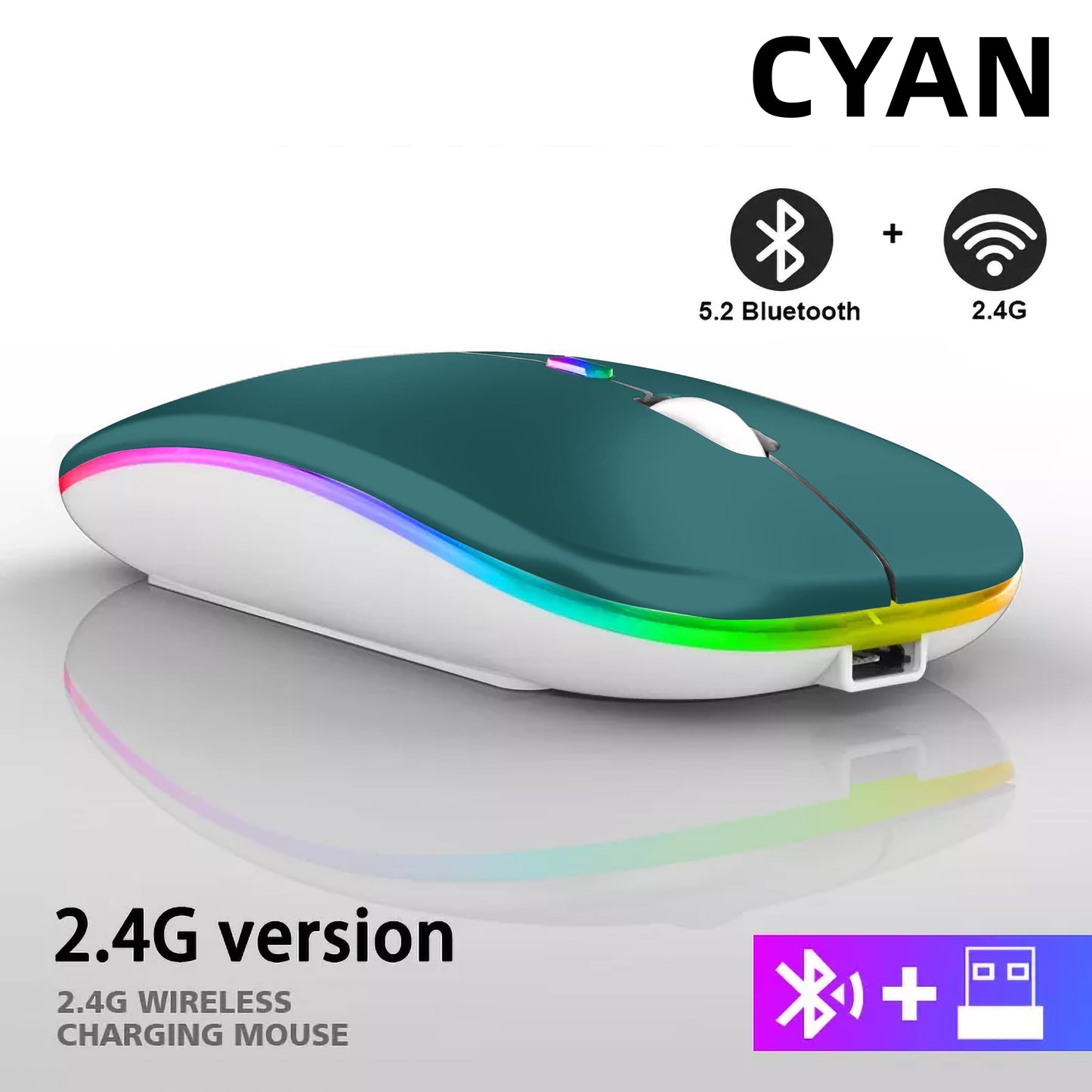 Rechargeable Bluetooth Wireless Mouse with 2.4GHz