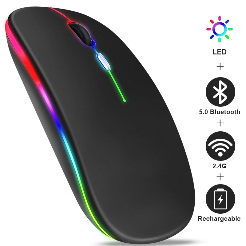 Rechargeable Bluetooth Wireless Mouse with 2.4GHz