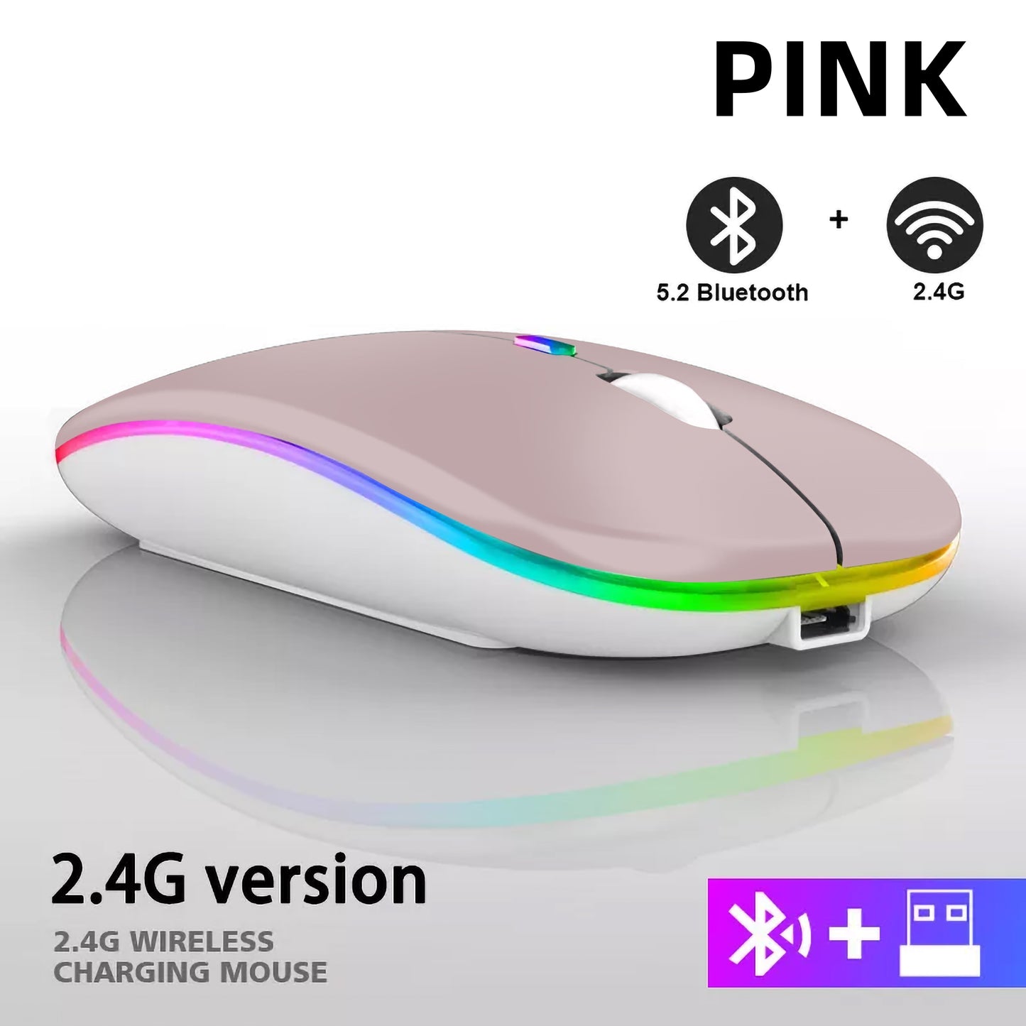 Rechargeable Bluetooth Wireless Mouse with 2.4GHz