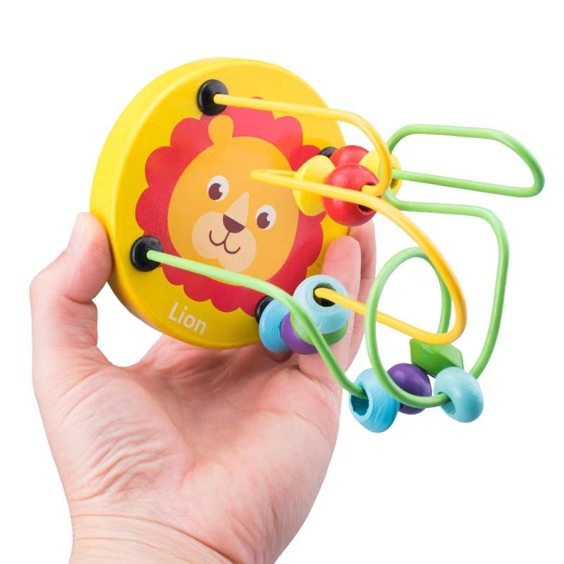 Baby Educational Wooden Mini Circles Bead Wire Maze Toy