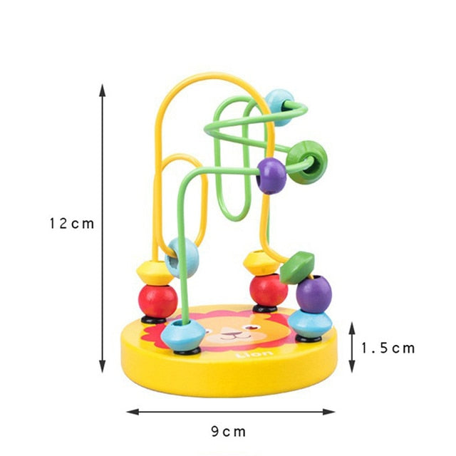 Baby Educational Wooden Mini Circles Bead Wire Maze Toy