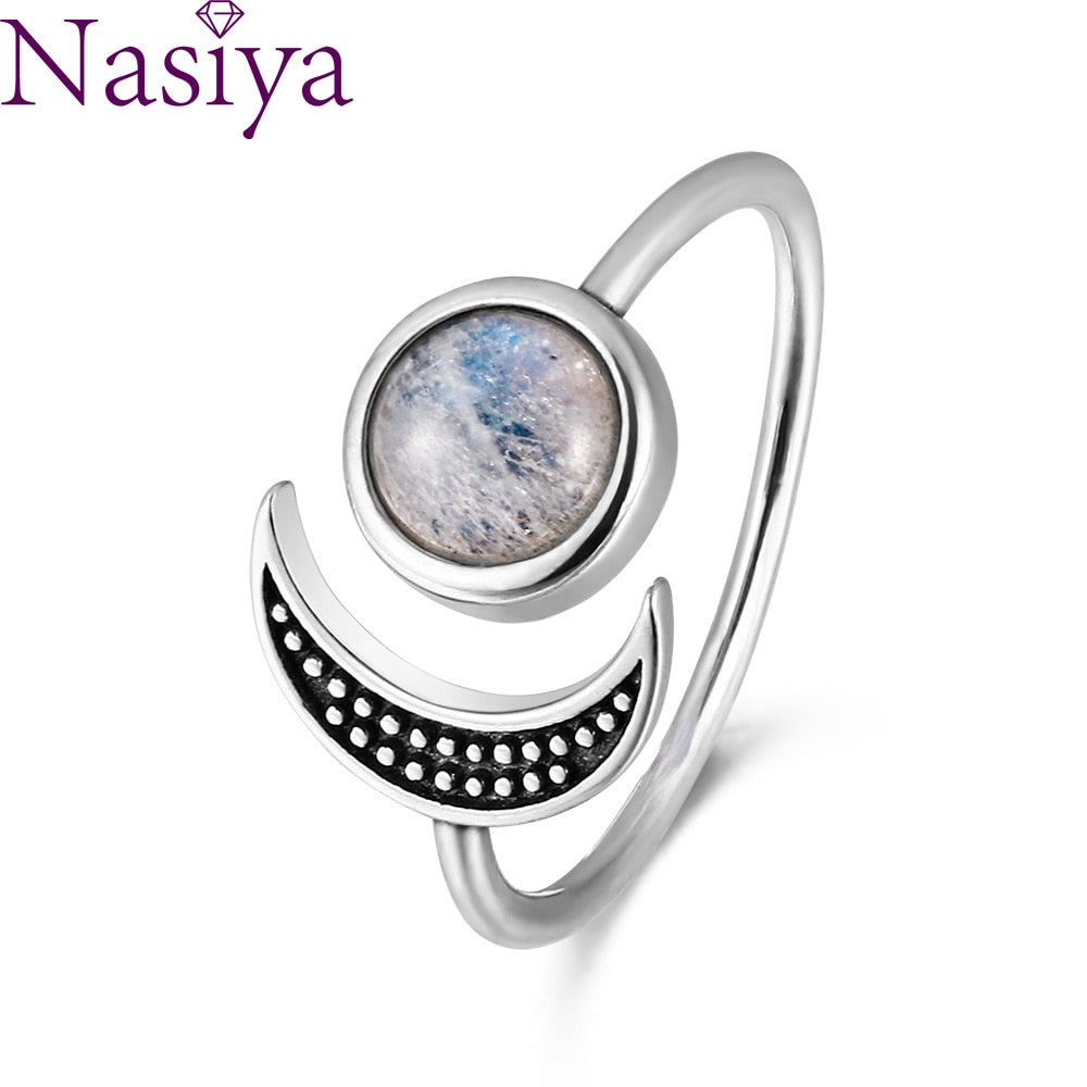 Nasiya Adjustable Natural Moonstone Silver Jewelry