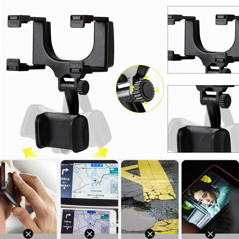 Car Rearview Mirror Phone Mount Accessories