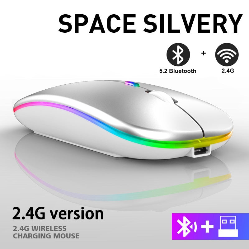 Rechargeable Bluetooth Wireless Mouse with 2.4GHz