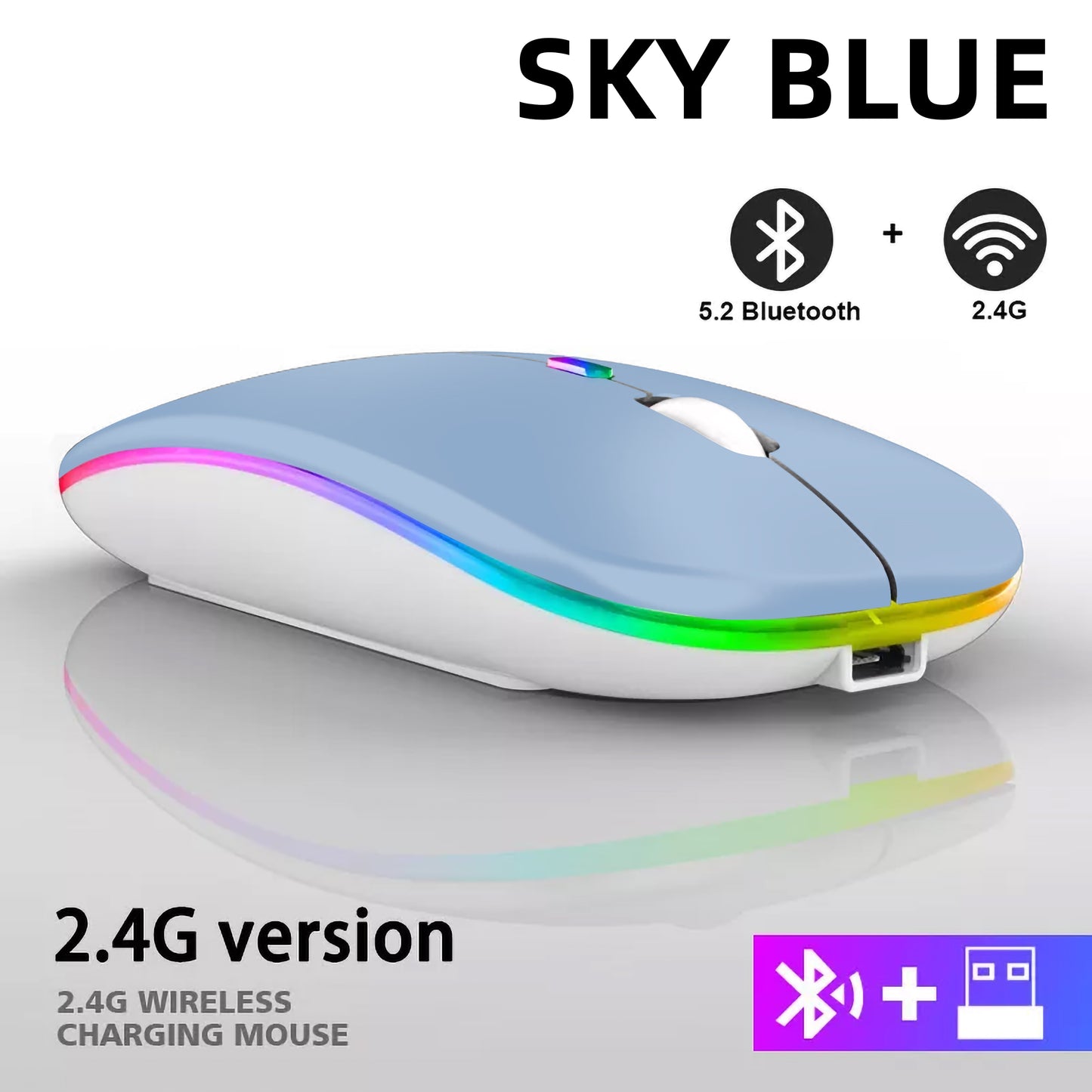 Rechargeable Bluetooth Wireless Mouse with 2.4GHz