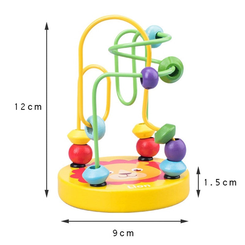 Baby Educational Wooden Mini Circles Bead Wire Maze Toy