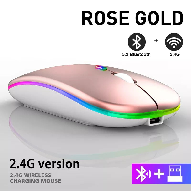 Rechargeable Bluetooth Wireless Mouse with 2.4GHz