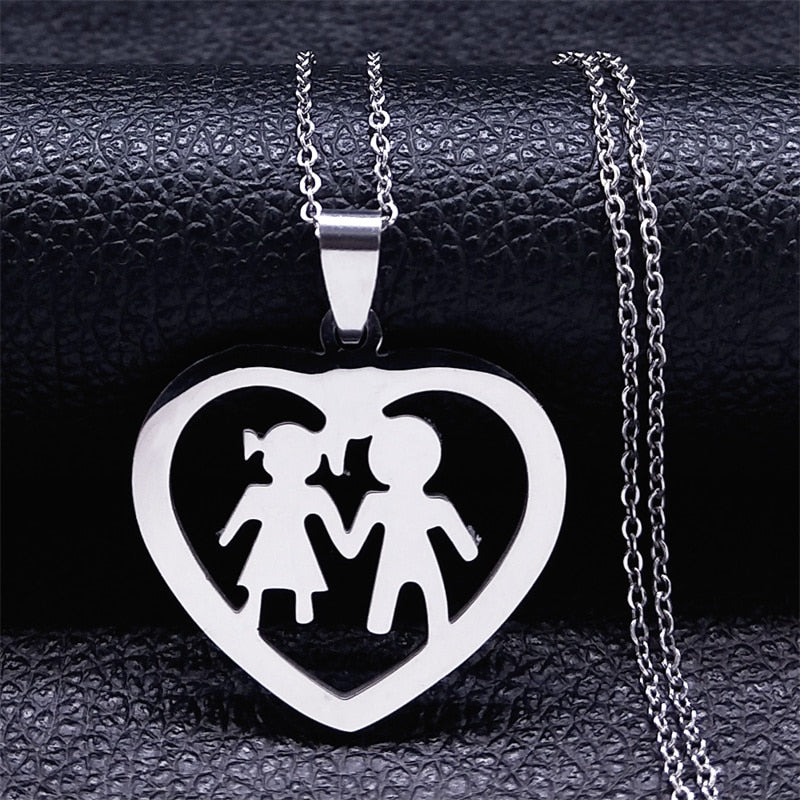 Te Quiero Mama Stainless Steel Color Silver Necklaces