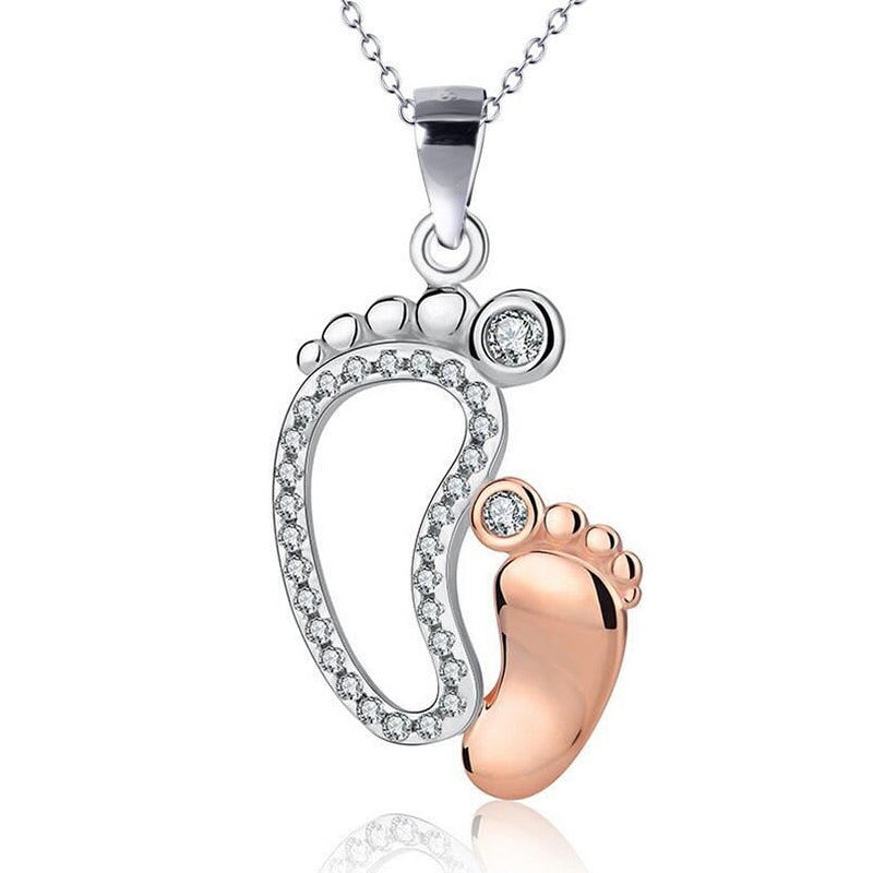 Cute Baby Footprint Pendant Necklace