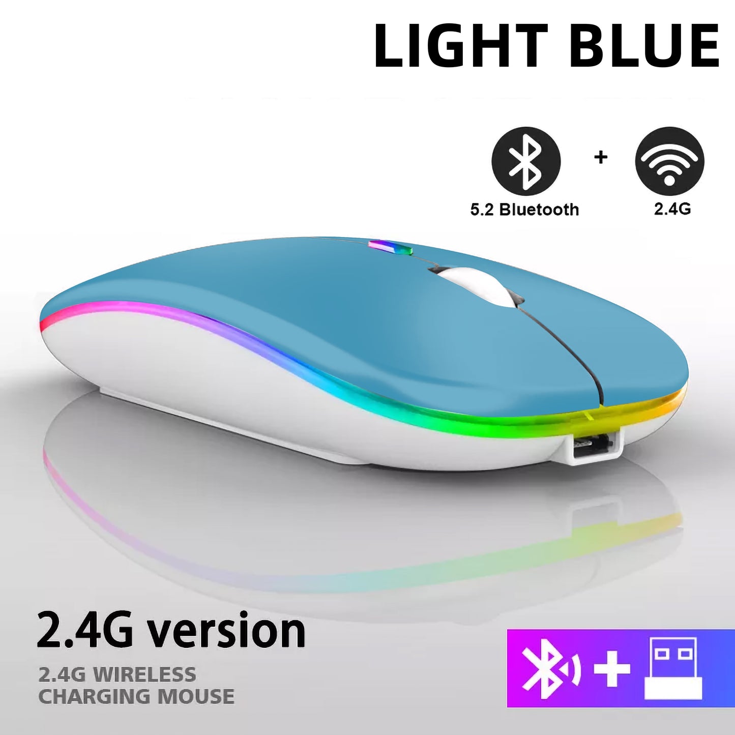 Rechargeable Bluetooth Wireless Mouse with 2.4GHz