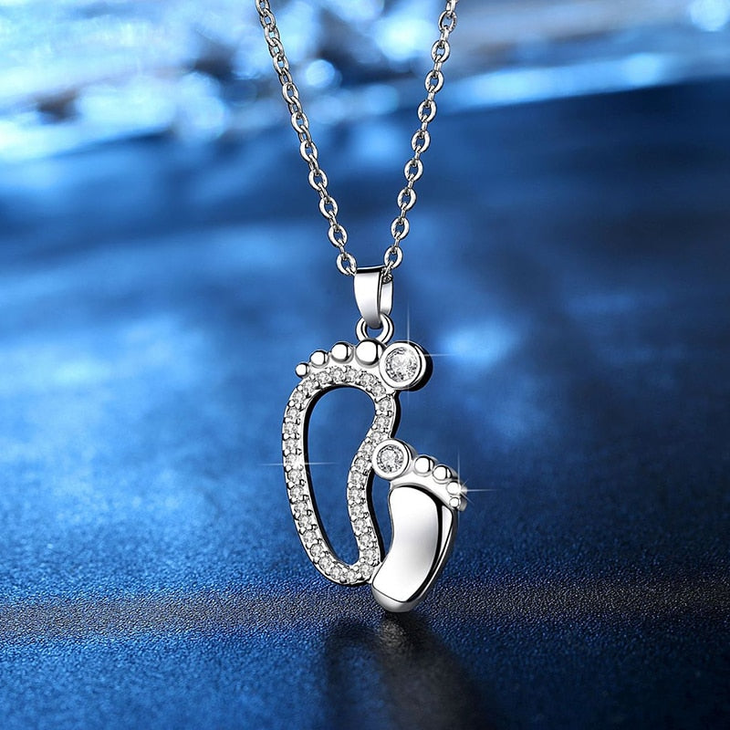 Cute Baby Footprint Pendant Necklace