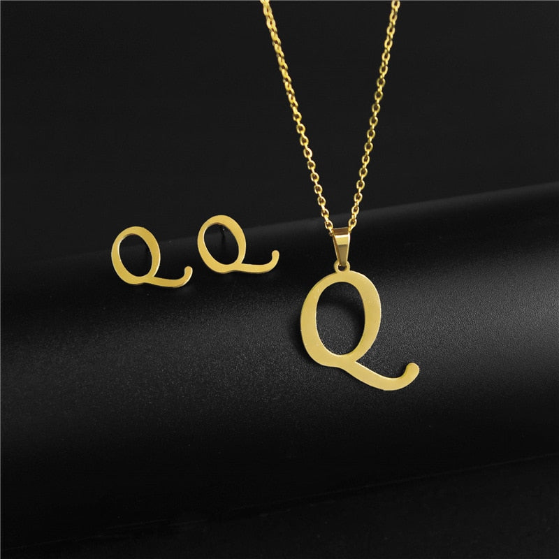 A-Z Stainless Steel Charm Initial Jewelery